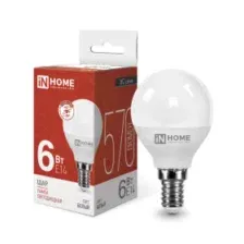 Лампа INhome LED-Шар-VC 6Вт 230В Е14 4000К 570Лм / 4690612020518