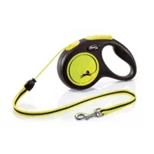 Рулетка Flexi New Neon M тросовая, желтая, 5 м