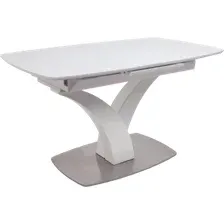 Обеденный стол Аврора Нотр дам Moderne Optiwhite 140-180x85 (белый/белый муар)