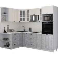 Готовая кухня Интерлиния Мила Деко 1.68x2.4 LV (керамика/белый/опал светлый)