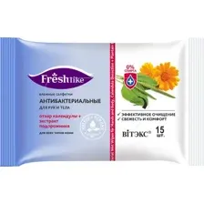 Влажные салфетки Витэкс Fresh Like Антибак д/рук и тела отвар календулы и экстр подорожн (15шт)