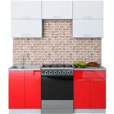 Готовая кухня Интерлиния Мила Gloss 60-18 (белый/красный)