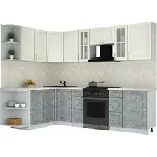 Готовая кухня Интерлиния Мила Шато 1.7x2.7 LV (белый/керамика/опал светлый)