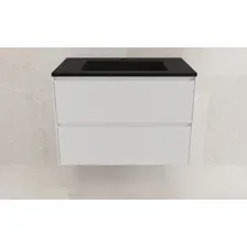 Symbolite Тумба с умывальником Лима 80 Line Plus 2 ящика  Line 80x48 (подвесная, белый матовый/антрацит)