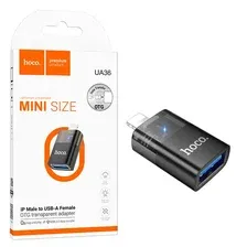 Адаптер UA36 iP male to USB female OTG transparent adapter черный