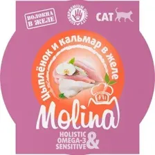 Ламистер Molina для взрослых кошек. Цыпленок и кальмар в желе, 75 г