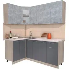 Готовая кухня Интерлиния Мила 12x19 (бетон-антрацит-травертин)
