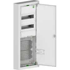 Бокс пластиковый Elektro-Plast MSF TWIN RN комбинированный, 2*12M+2xМП перф., N/PE-шинки, 1xSCHUKO, мет. дверь, белый RAL9016, 358x853x100mm, IP30