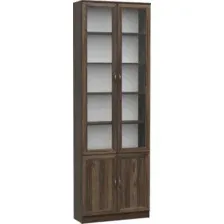 Шкаф-пенал Олмеко В-19 М со стеклом (дуб кальяри/белый/Masa Decor дуб катания/Masa Decor дуб катания)