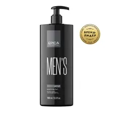 Шампунь для волос Epica Professional Men's, 3 in 1, универсальный мужской, 1 л