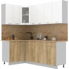 Готовая кухня Интерлиния Мила 12x21 (белый платинум/дуб золотой/дуб бунратти)