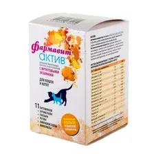 Витамины для животных Фармавит Актив К-КМ для кошек и котят (60таб)