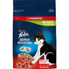 Корм для кошек Felix Двойная Вкуснятина, говядина, 3 кг