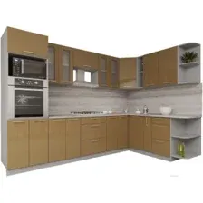Готовая кухня Интерлиния Мила Gloss 1.88x3.0 правая (капучино-капучино)