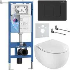 Унитаз подвесной Roxen EGG в комплекте с инсталляцией StounFix Dual Fresh 6 в 1 868503 (кнопка: черн