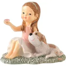 Статуэтка Sima-Land Малышка в розовом платье с собачкой на лужайке / 10583152