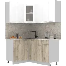 Готовая кухня Интерлиния Мила 12x16 (белый платинум/дуб серый/малага)