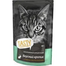 Влажный корм для кошек Tasty Cat С кроликом в желе (85г)