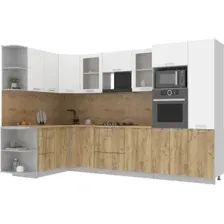 Готовая кухня Интерлиния Мила 1.68x3.2 левая (белый платинум/дуб золотой/дуб бунратти)