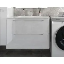 Symbolite Тумба с умывальником Марелла 80 Люкс Plus 2 ящика + Марелла Люкс 80х40 (белый глянец)