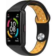 Ремешок для умных часов Rumi Sport N-style для Honor Band 6/7/Huawei Band 6 (черный/желтый)