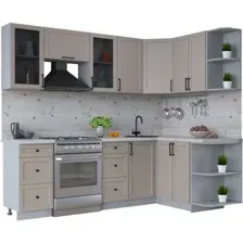 Готовая кухня Интерлиния Тренд 1.5x2.4 правая (луна/луна/бискайская сосна)