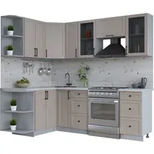 Готовая кухня Интерлиния Тренд 1.5x2.3 левая (луна/луна/бискайская сосна)