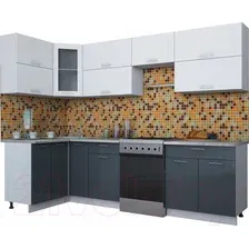 Готовая кухня Интерлиния Мила Gloss 60-12x28 (белый/асфальт глянец)