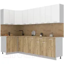 Готовая кухня Интерлиния Мила Лайт 1.2x2.8 (белый платинум/дуб золотой/дуб бунратти)