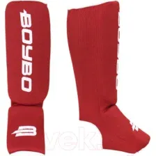Защита голень-стопа для единоборств BoyBo Хлопчатобумажная (2XS, красный)