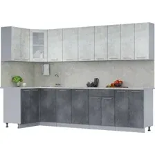 Готовая кухня Интерлиния Мила 12x30 (бетон лайт/бетон портленд/опал светлый)