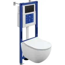 Унитаз подвесной Cersanit Brasko Smart DPL EO Slim + Aqua 40 Smart M 69333 (с кнопкой Twins черный матовый)