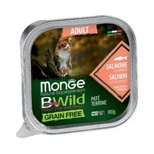Влажный корм для кошек MONGE BWild Grain Free паштет лосось с овощами ламистер 100 г (70012881)