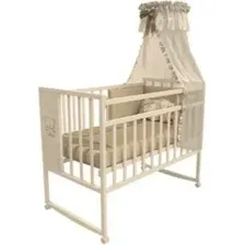 Классическая детская кроватка VDK Mini Loft 3D Funny Bear колесо-качалка (milky)