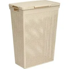 Корзина для белья Violet Лофт, 5650020, с крышкой, латте, 50 л
