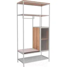 Стеллаж Hype Mebel Босс 120x200 (белый/дуб галифакс натуральный/велюр серый)