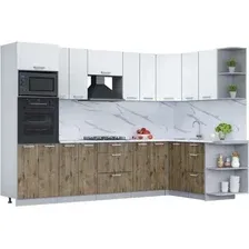 Готовая кухня Интерлиния Мила Лайт 1.68x3.0 правая (белый платинум/дуб веллингтон/белый гранит)
