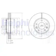 Тормозной диск DELPHI BG4261 вентилируемый , передняя ось