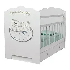Классическая детская кроватка VDK Love Sleeping маятник с ящиком (белый)
