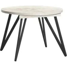 Обеденный стол Millwood Женева 3 Л раздвижной D100x140x100x76 (дуб белый Craft/металл черный)