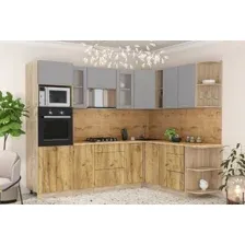 Готовая кухня Интерлиния Мила 1.88x2.6 правая (серебристый/дуб золотой/дуб бунратти)