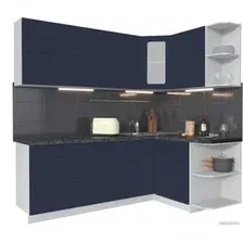 Готовая кухня Интерлиния Мила Матте 1.5x2.2 А правая (индиго/индиго глянец/кастилло темный)