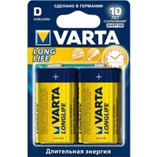 Батарейка Varta алкалиновая, LR20/D, Longlife, 2 шт