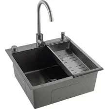 Кухонная мойка Futur FK 5050 Eco Embossing Pop-up Mixer plus (Black Nano)