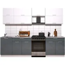 Готовая кухня Интерлиния Мила Gloss 60-27 (белый/асфальт глянец)