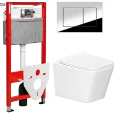 Унитаз подвесной Lauter Square 214903 + TECE Kit 9400412 с кнопкой (хром)