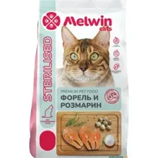Корм MELWIN для стерилизованных кошек, форель/розмарин, 2.5 кг