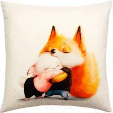 Подушка декоративная MATEX Fluffy. Рыжик и зайка / 61-632 (белый/черный/лососевый)