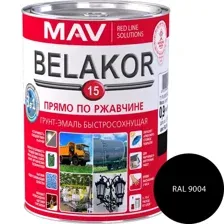 Грунт-эмаль BELAKOR 15 прямо по ржавчине 3 в 1 быстросохнущая RAL 9004 (чёрная) матовая 1,0л (0,9 кг)
