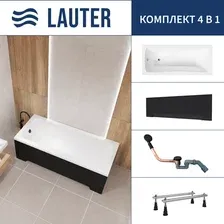 Ванна Lauter Bianca 170 21207170 (с ножками, лицевым экраном черного цвета и сифоном 21Y11021 матовый черный)